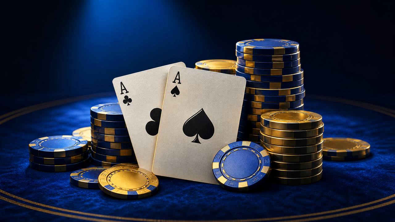 Ilustrasi kartu poker dan chip